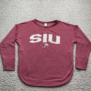 Liv Casual SIU Southern Illinois University Sweater Womens Large Red Patch Logo